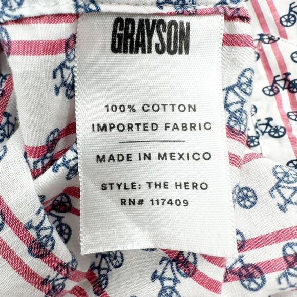 Grayson The Hero Button Down Shirt in Bicycle Print Size Small 02 - Picture 8 of 10